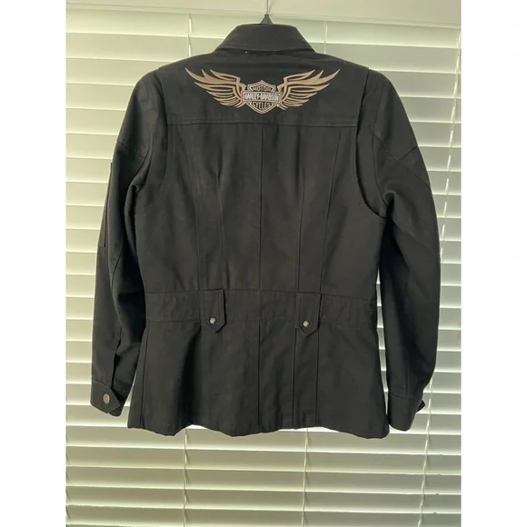 Harley Davidson Black Cotton Full Zip Utility Jacket 97443-06VW - Picture 4 of 8